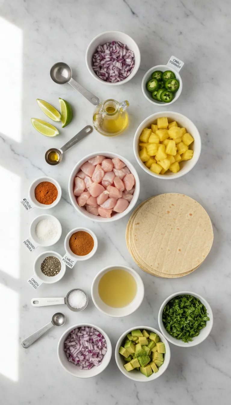 One-Pan Chicken and Pineapple Tacos Ingredients