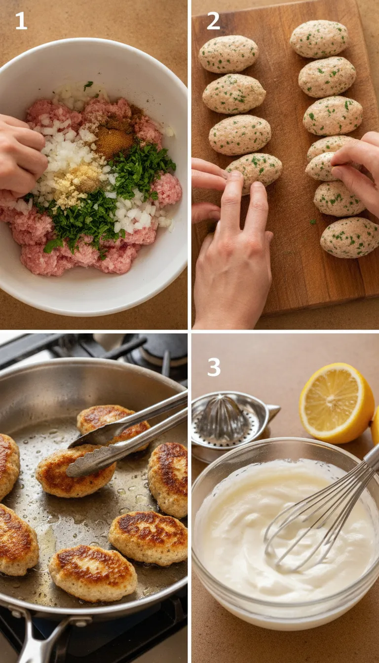 Savory Chicken Kofta with Garlic Sauce Step-by-Step