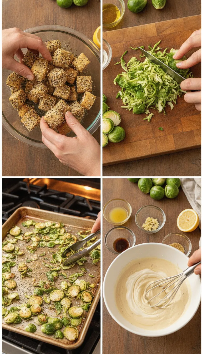 Warm Brussels Sprouts Caesar Salad Step by Step